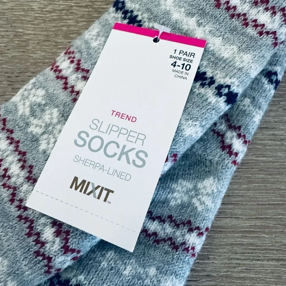 MixIt Plush Sherpa Lined Winter Cozy Slipper Socks